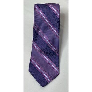 Robert Graham Men's Repp Jacquard Silk Neck Tie Made In LA 60" Purple Blue Pink